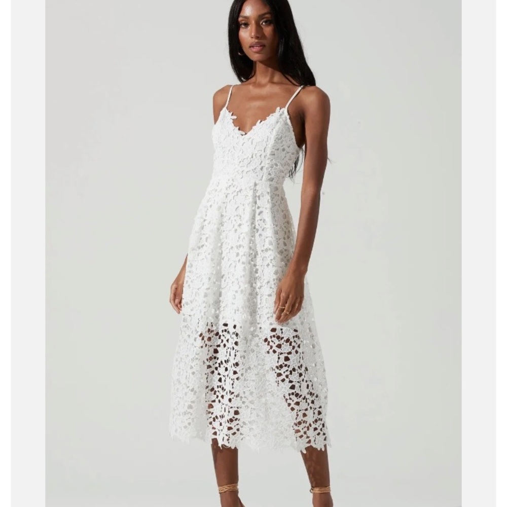Astr White Lace Midi Dress